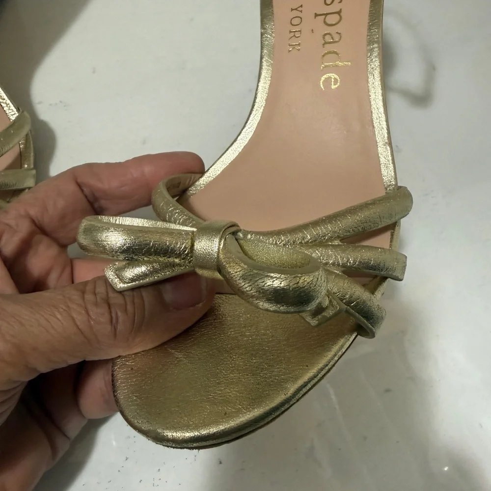 kate spade Women's Gold Bow Ankle-Strap Sandals